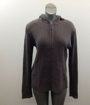 H&amp;M Hooded Ribbed 1/4 Zip Sweater Men’s Size Medium Brownish Gray Long S... - $150.53 MXN