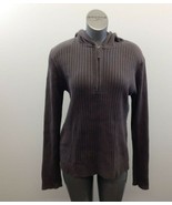 H&amp;M Hooded Ribbed 1/4 Zip Sweater Men’s Size Medium Brownish Gray Long S... - $148.98 MXN