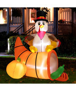 Inflatable Thanksgiving Turkey Cornucopia 6-Ft Harvest Autumn Decor LED ... - £57.10 GBP
