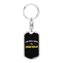 Real Hero Gambler Stainless Steel or 18k Gold Premium Swivel Dog Tag Keychain - £30.01 GBP+