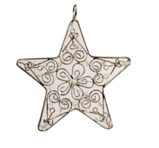 Christmas Tree Ornament Metal Star with Bead Accents 4 Inches Diameter NEW - £2.39 GBP