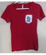 Pennant VTG MLB St Louis Cardinals Womens T Shirt XL Sparkly Glitter Red - $27.34 CAD