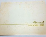 Garrard Model 82 Turntable owners manual instruction book Original - £14.18 GBP
