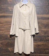 Don Sayres For Gamut Wool Blazer Dress Set VTG Size 16 Union Made USA Belted - £64.09 GBP