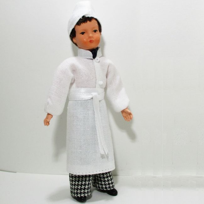 Dressed Boy Doll Apprentice Baker 07 0837 Caco Flexible Dollhouse Miniature - $33.87