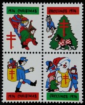 1974 American Lung Association Christmas Seals, Block of 4 Scott WX Mint... - $0.99