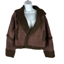 Brown Refeel Womens Jacket With Faux Shearling Trim Size L - £17.78 GBP