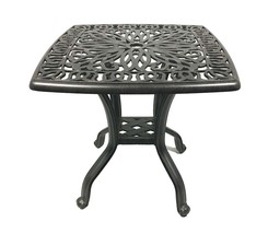 Cast aluminum end table small square patio balcony accent side outdoor f... - $122.45