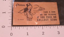 Vintage 1936 Monopoly Chance Card ride On the Reading Railroad Box2 - $15.83