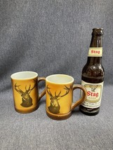 2 Antique 1910 Westmoreland Fostoria Milk Glass Elk Deer Buck BPOE Mugs 4.5" - £36.97 GBP