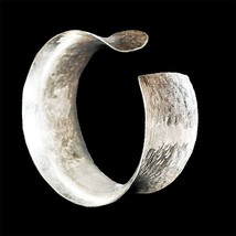 Moroccan Sterling silver Cuff Wide Bangle bohemian hammered Bracelet for her UK - £120.25 GBP