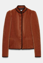 Zara Burnt Orange Contrast Trim Blazer Women Jacket BNWT 2445/632 - $148.50