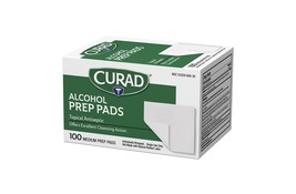 Curad Alcohol Prep Pads  100 Medium Pads, Topical Antiseptic Wipes 70% A... - £3.99 GBP