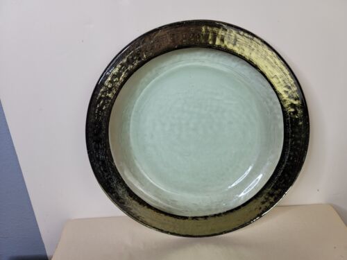 Primary image for Recycled Glass Salad / Dessert Plate with Gold Band on Rim 8 Inches Heavy