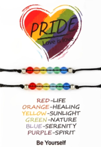 Rainbow Pride Bead Bracelet Friendship Couple Love is Love Card Gift Present x 2 - £3.99 GBP