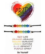 Rainbow Pride Bead Bracelet Friendship Couple Love is Love Card Gift Pre... - £3.98 GBP