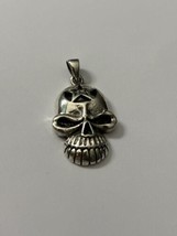 Sterling Silver Skull with Star Pendant Gothic Rockabilly Biker NWOT - £22.41 GBP
