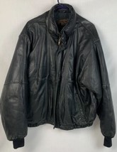 Vintage EDDIE BAUER Leather Jacket Goose Down Fill Bomber Coat Full Zip ... - $149.99
