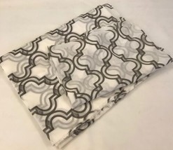 Fabric Gray Semi Sheer Geometric  Diagonal Trellis Transitional Modern 4... - $52.00