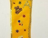 Vintage Handmade Decorated Yellow Gold Felt 16&quot; Baby Stocking Rick Rack ... - £15.52 GBP