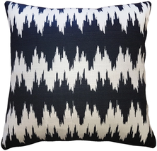 Ikat Stripes Black and Cream Throw Pillow 17x17, Complete with Pillow In... - $31.45