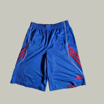 Adidas Shorts Mens L Blue Red Elastic Waist Pockets  - £8.62 GBP