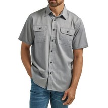 Wrangler Men&#39;s Short Sleeve Woven Shirt Jet Black Double Pockets Large Gray - $18.99