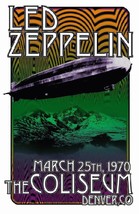 Led Zeppelin Concert Poster Reproduction Denver 1970 NEW 11x17 - £11.82 GBP