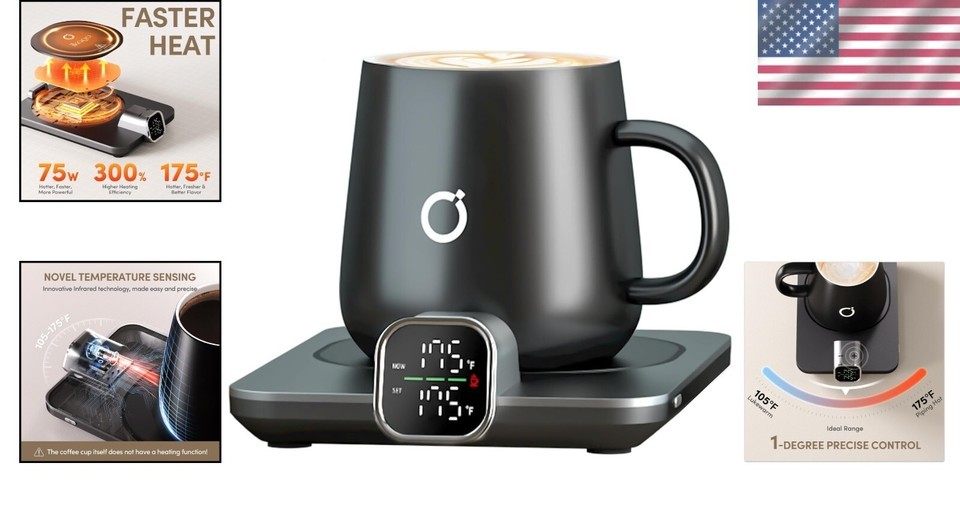 Stylish Heated Mug Warmer & 15oz Mug Set - Perfect Gift for Coffee Lovers Item image 2