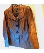 Flair Women&#39;s Jacket Coat Brown Textured Buttons Pockets Lined Collared ... - $527.36 MXN