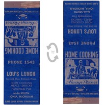 Vintage Matchbook Cover Lou&#39;s Lunch restaurant Ionia MI 1950s Superior Match - £7.72 GBP