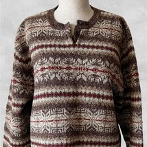Eddie Bauer Women’s Size Large Wool Blend Fair Isle Sweater Brown Red No... - $42.75