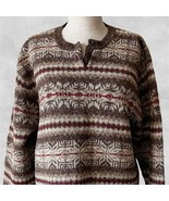 Eddie Bauer Women’s Size Large Wool Blend Fair Isle Sweater Brown Red No... - $793.50 MXN