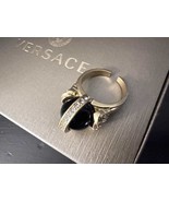 Versace Signed Men Vintage Medusa Icon Simulated Gems Black Gold Adjusta... - $3,589.46 MXN