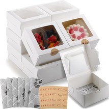 80 Pcs White Bakery Boxes with Window 6 x 6 x 3 Inch Cookie Boxes Dessert Boxes  - £43.67 GBP