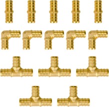 15-Pack Sungator 1/2 Inch Pex Brass Crimp Fittings, 90 Degree Elbow (5 Pcs) + - £34.67 GBP