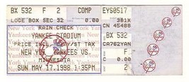 David Wells PERFECT GAME season Ticket stub 5/17/98 - $165.60