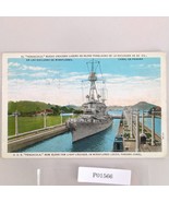 USS Pensacola Miraflores Locks Panama Canal 1930s Postcard 1937 Warship - $14.92