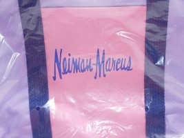 VTG Neiman Marcus Tote Bag Lavender Purple Pink Color Block Canvas 80&#39;s Taiwan - £35.96 GBP