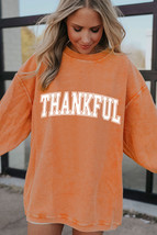Orange THANKFUL Crew Neck Pullover Sweatshirt - $19.82