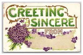 Large Letter Floral Greetings Sincere Violet Flowers  Embossed DB Postcard K17 - £3.17 GBP