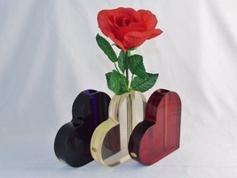 Lucite Heart Shaped Bud Vase ~ For Desktop, Shelf, Table ~ Choice of Colors - £7.97 GBP