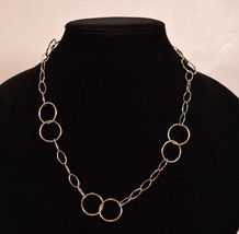 Vintage Sterling Silver Modern Circle Necklace Marked Italy 925 - £62.02 GBP