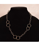 Vintage Sterling Silver Modern Circle Necklace Marked Italy 925 - $108.32 CAD