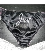 Victoria&#39;s Secret S panty just married BLACK PINK Satin Bows I DO BRIDAL... - £27.76 GBP
