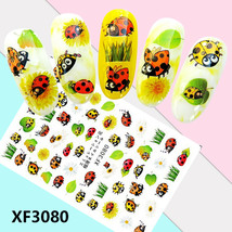Nail Art 3D Decal Stickers funny pretty ladybug chamomile dandelion leaf XF3080 - £2.54 GBP