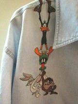 Vintage Warner Bros Looney Tunes Denim Shirt~Unisex~Sz L~Stretched To The Limit - £47.48 GBP