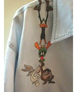 Vintage Warner Bros Looney Tunes Denim Shirt~Unisex~Sz L~Stretched To Th... - £48.13 GBP