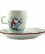 Vintage Starbucks Holiday Coffee Mug Tea Cup And Plate - Skiing Snowman ... - $45.64 CAD