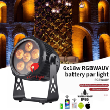 Waterproof Wireless DMX 6X18W RGBWA UV 6in1 LED Par Light Battery Power ... - $200.57